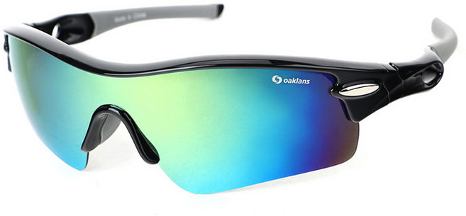 오클랜즈 프리미엄 편광 스포츠 선글라스 Q350, 블랙프레임 + 블루골드밀러렌즈, 1개