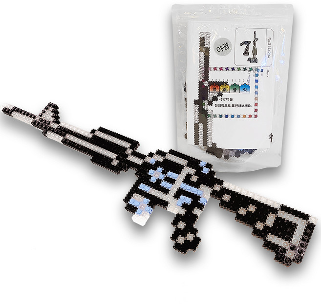 COLOR BLOCK 積木世界 夜光機關槍奈米積木, 1個, 黑色 + 灰色 + 藍色