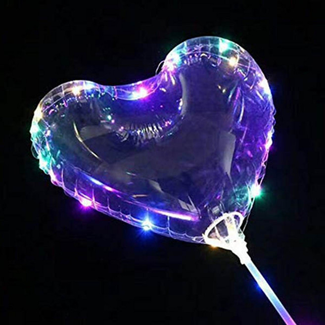 파티복닷컴 LED 하트 풍선, 레인보우, 2개