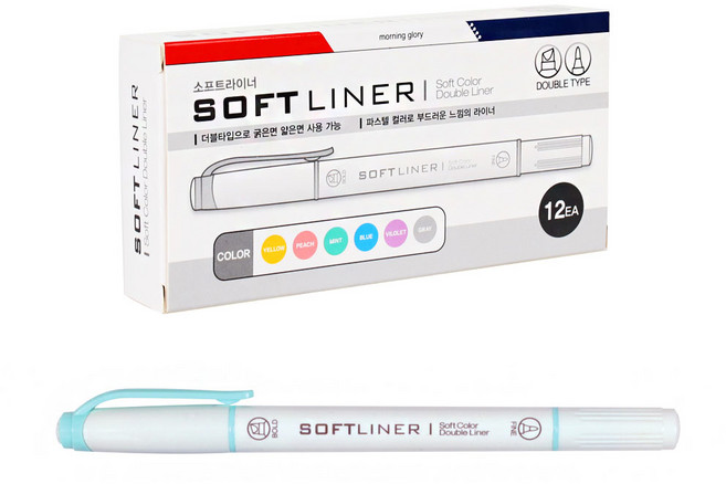 모닝글로리 700 소프트라이너 형광팬 12p, 민트, 12개