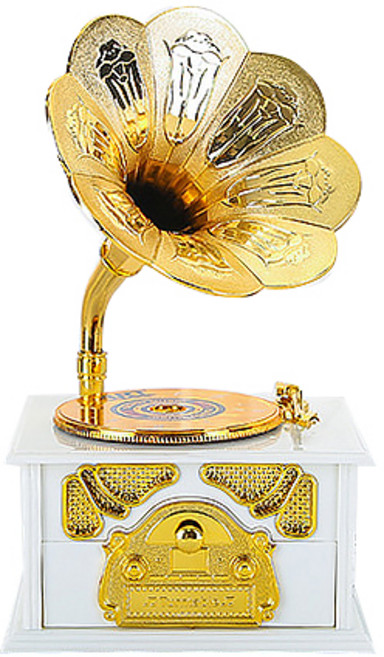 레트로 감성 축음기 레코드판 오르골, 1개, 화이트