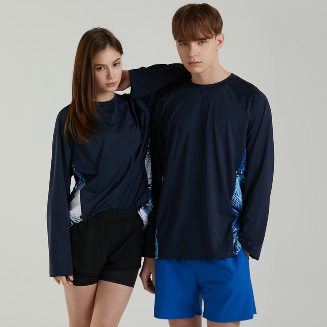 에이치머스 하와이 오버핏 긴팔티 래쉬가드 2p, 혼합색상