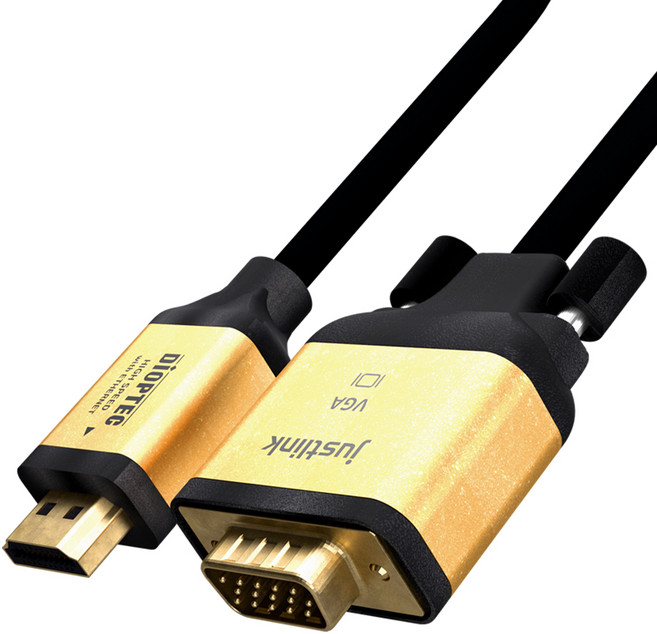 저스트링크 디옵텍 HDMI to VGA 골드 메탈 모니터케이블 JUSTLINK-HDRC018, 1개, 1.8m