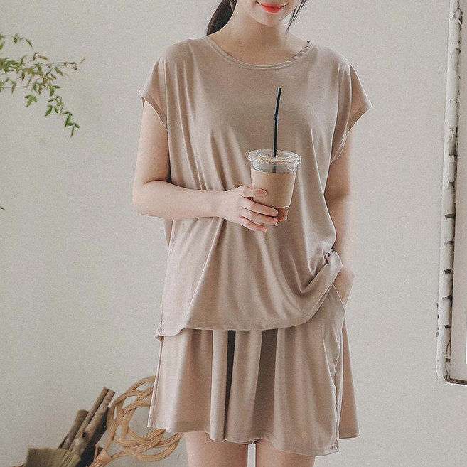 GLAM GONGGAM 女性涼感Andy短袖兩件式夏季睡衣套裝