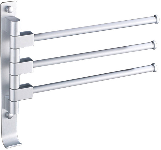 모나코올리브 메탈라인 호텔식 3단 회전 타월걸이, 실버, 1개