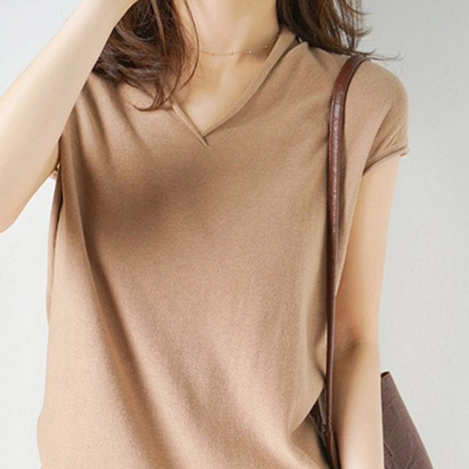 공블리 여성용 롤링 반팔 니트 CST1245