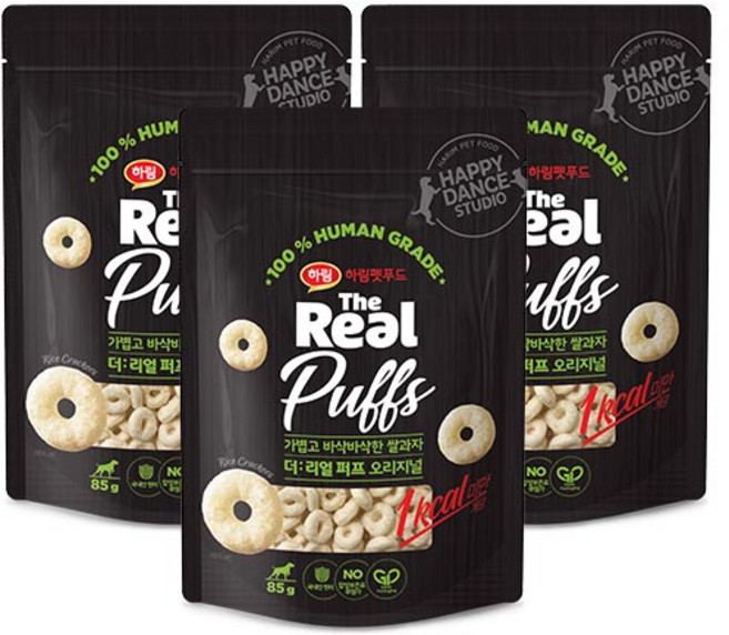 하림펫푸드 강아지 더리얼 퍼프 오리지널 대용량 간식, 오리지널맛, 85g, 3개