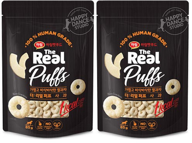 하림펫푸드 더리얼 퍼프 대용량 강아지 간식, 사과맛, 85g, 2개