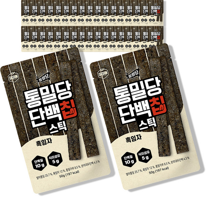 다신 통밀당 단백칩 스틱 흑임자, 50g, 36개