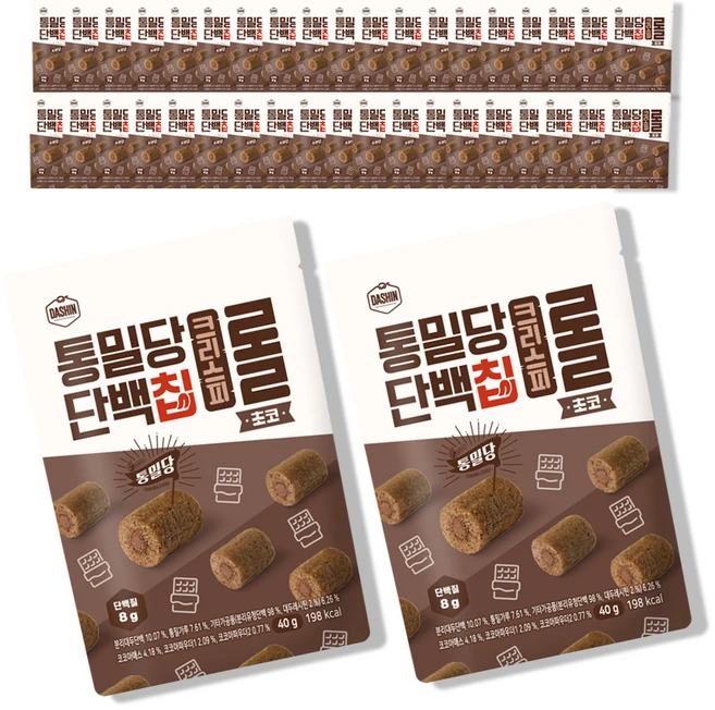 통밀당 단백칩 크리스피롤 초코, 40g, 36개 - 쿠팡