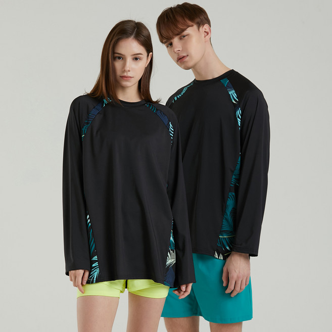 에이치머스 이시가키 오버핏 긴팔 커플 래쉬가드 2p 세트, 혼합색상