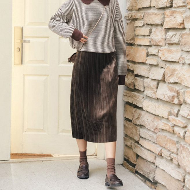 공블리 벨벳 플리츠 스커트 CSK1094