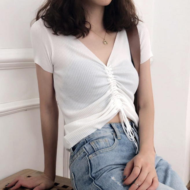 공블리 여성용 스트링 셔링 반팔 CST1253