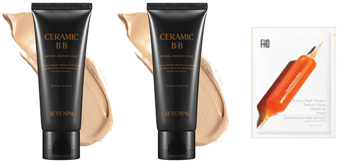 세븐피엠 세라믹 BB크림 50ml x 2p + FHD 아쿠아 수분 마스크팩, 혼합색상, 1개