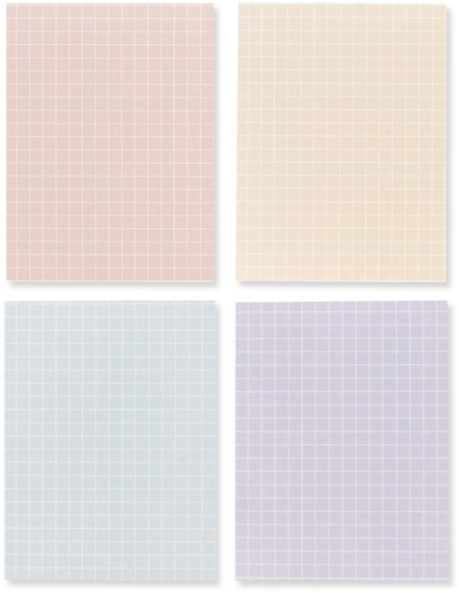 왈가닥스 스무디 메모지 4종 세트, Grid Peach, Grid Sand, Grid Mint, Grid Lilac, 1개입, 1세트