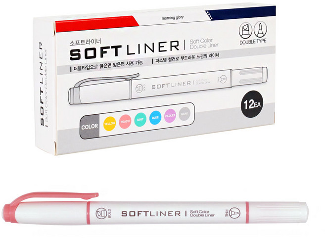 모닝글로리 700 소프트 라이너 형광펜 12p, Peach