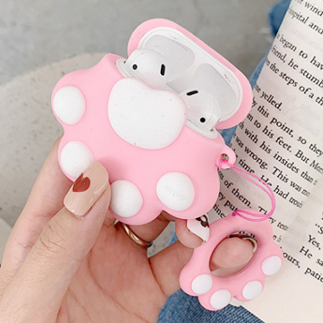 아리코 말랑말랑 고양이 발바닥 에어팟 케이스, 핑크, 1개