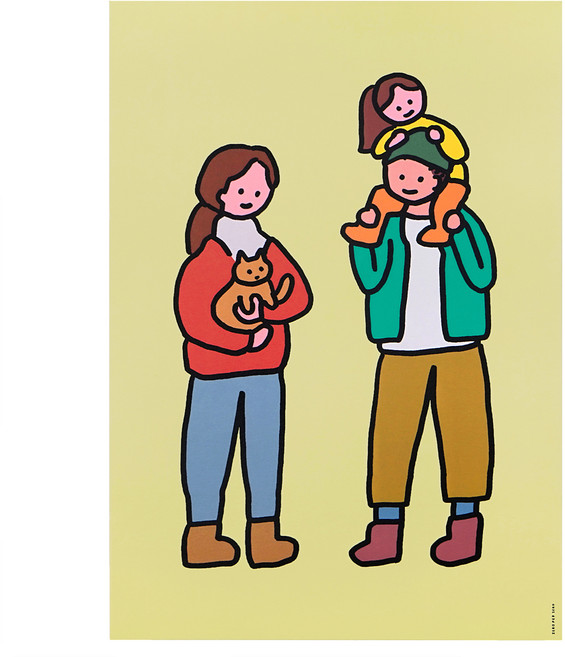 제로퍼제로 A3 옵셋 포스터 32 세가족&고양이