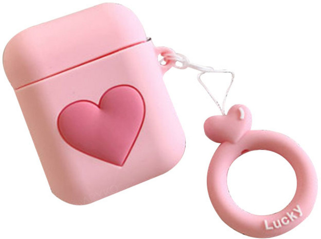 아리코 럭키 하트 에어팟 케이스, 핑크, 1개