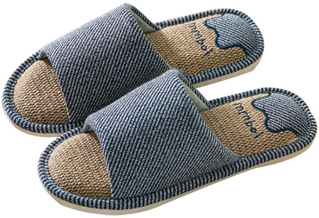 앤티스 디자인 린넨 논슬립 거실화, 블루, 1개