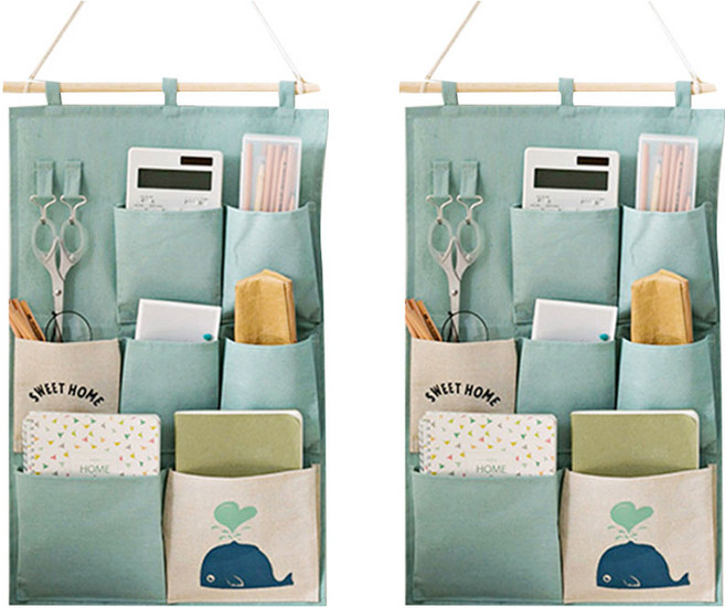 앤티스 북유럽 일러스트 벽걸이 수납 포켓 2p, 민트