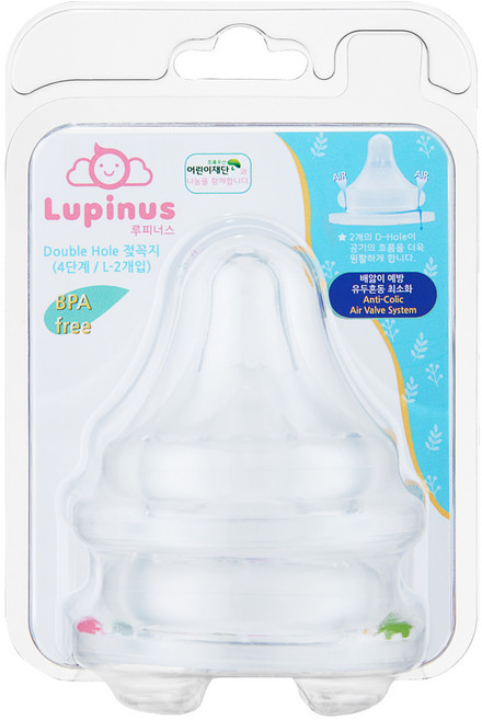 루피너스 국내 제조 Double Hole 젖꼭지, 4단계(L), 2개