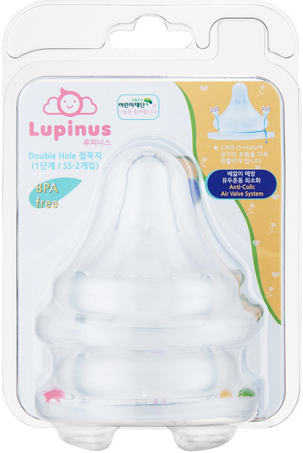 루피너스 국내 제조 Double Hole 젖꼭지, 1단계(SS), 2개