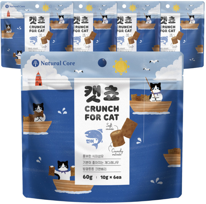 네츄럴코어 캣쵸 고양이간식, 연어, 60g, 5개