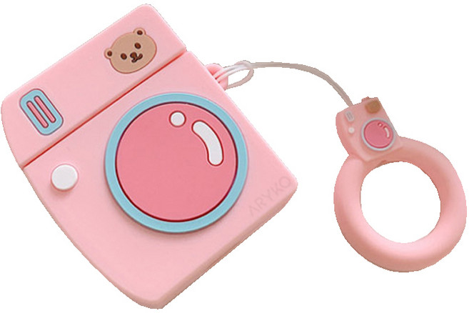 아리코 큐티 베어 즉석카메라 에어팟 케이스, 핑크, 1개