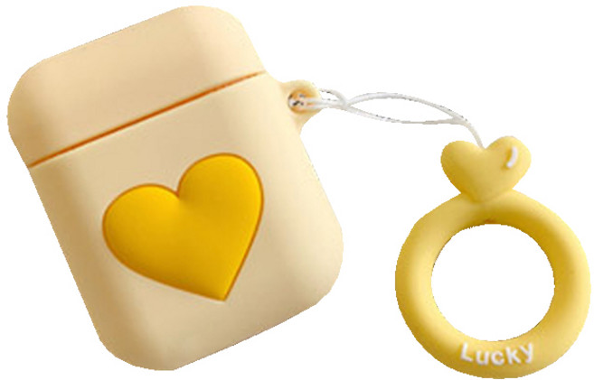 아리코 럭키 하트 에어팟 케이스, 옐로우, 1개