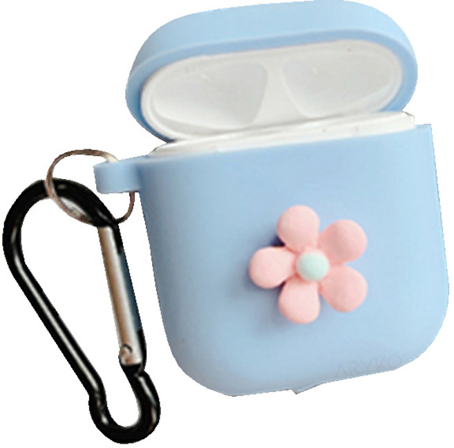 아리코 스몰 플라워 에어팟 케이스, 블루, 1개