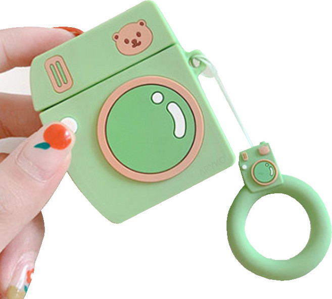 아리코 큐티 베어 즉석카메라 에어팟 케이스, 그린, 1개