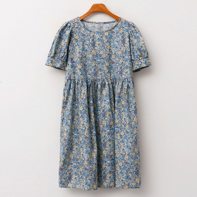 엔비룩 샌디 플로럴 반팔 원피스