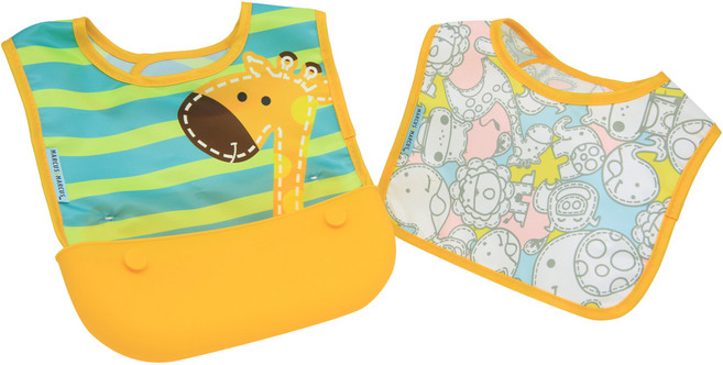 마커스앤마커스 방수턱받이 파우치 세트, 옐로우 기린 롤라, 1세트