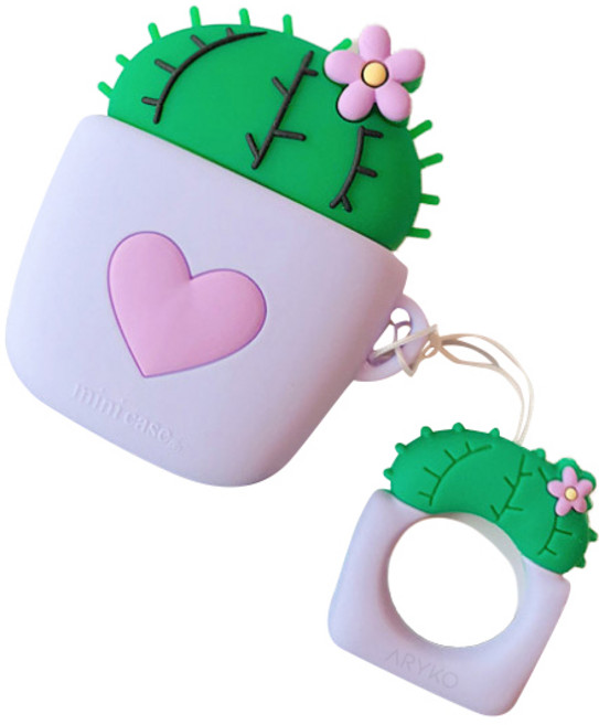 아리코 선인장 화분 에어팟 케이스, 퍼플하트, 1개