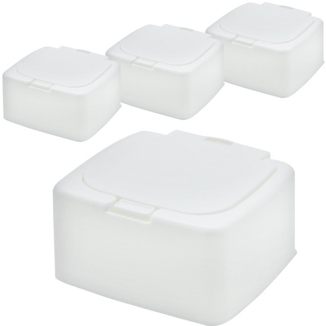 심플 원터치 소품 케이스 사각, 화이트, 4개