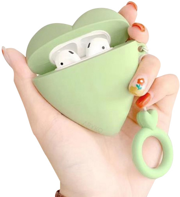 아리코 왕하트 실리콘 에어팟 케이스, 그린, 1개