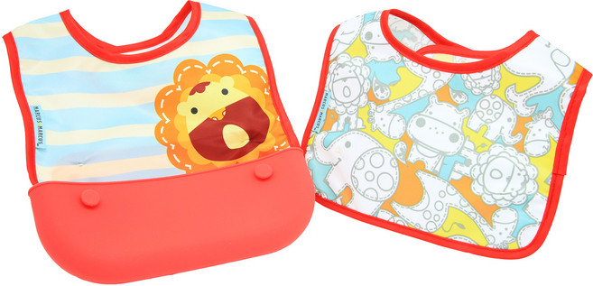 마커스앤마커스 방수턱받이 파우치 세트, 레드 사자 마커스, 1세트