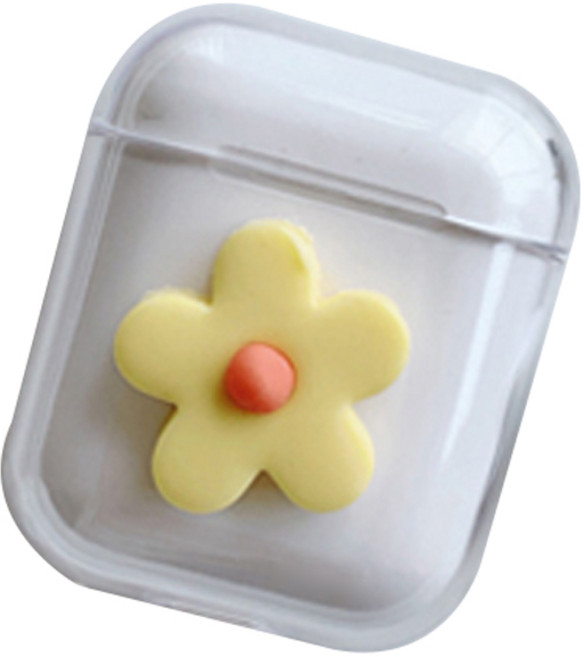 아리코 솔리드 플라워 투명 젤리 에어팟 케이스, 옐로우