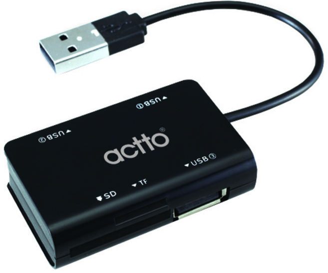 엑토 카드리더 겸용 USB 허브, CRH-06, 블랙, 1개