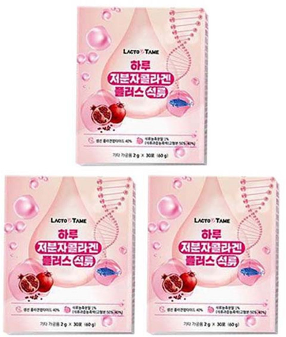 락토테미 하루 저분자 콜라겐 플러스 석류, 60g, 3개