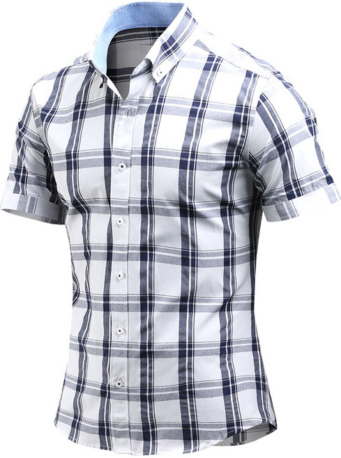 다꾸앙 남성용 브이로그 체크 반팔 셔츠 C06D14_sp2063