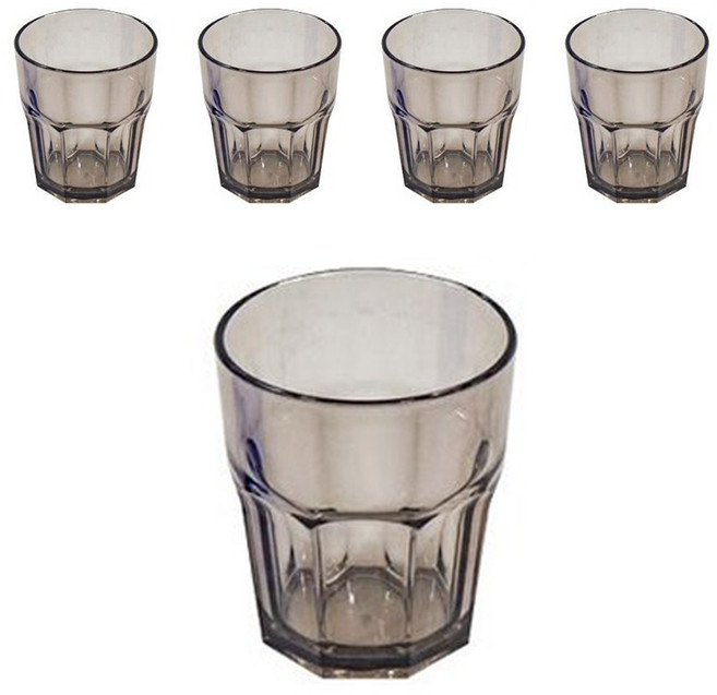 리빙메이트 플라스틱 팔각 물컵 270ml, 흑색, 5개