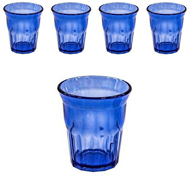 리빙메이트 플라스틱 12각 물컵 250ml, 청색, 5개