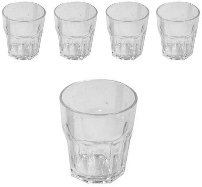 리빙메이트 플라스틱 팔각 물컵 270ml, 투명, 5개