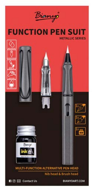 사파리 브러쉬 캘리 만년필 세트, EF, 다크그레이