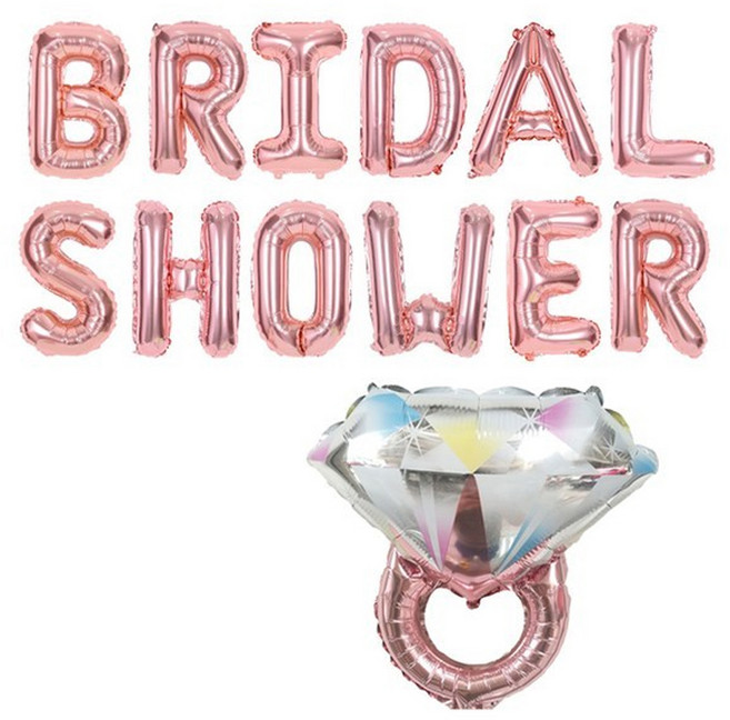 파티쇼 브라이덜 샤워 메세지 은박풍선 + 반지 풍선 세트, 로즈골드, 1세트