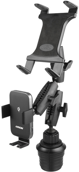 ARKON 무선N오토 로버스트 차량용 컵홀더 태블릿 충전 핸드폰 거치대, AWCTR323