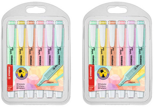 스타빌로 스윙쿨 파스텔 형광펜 6종 세트 랜덤발송, 혼합색상, 12개