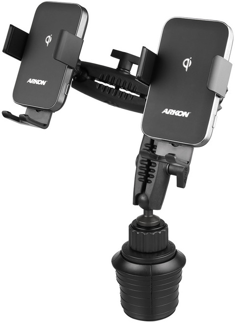 ARKON 무선N오토 로버스트 듀얼폰 차량용 컵홀더 무선충전 듀얼 핸드폰 거치대 AWC2RM323, 1세트